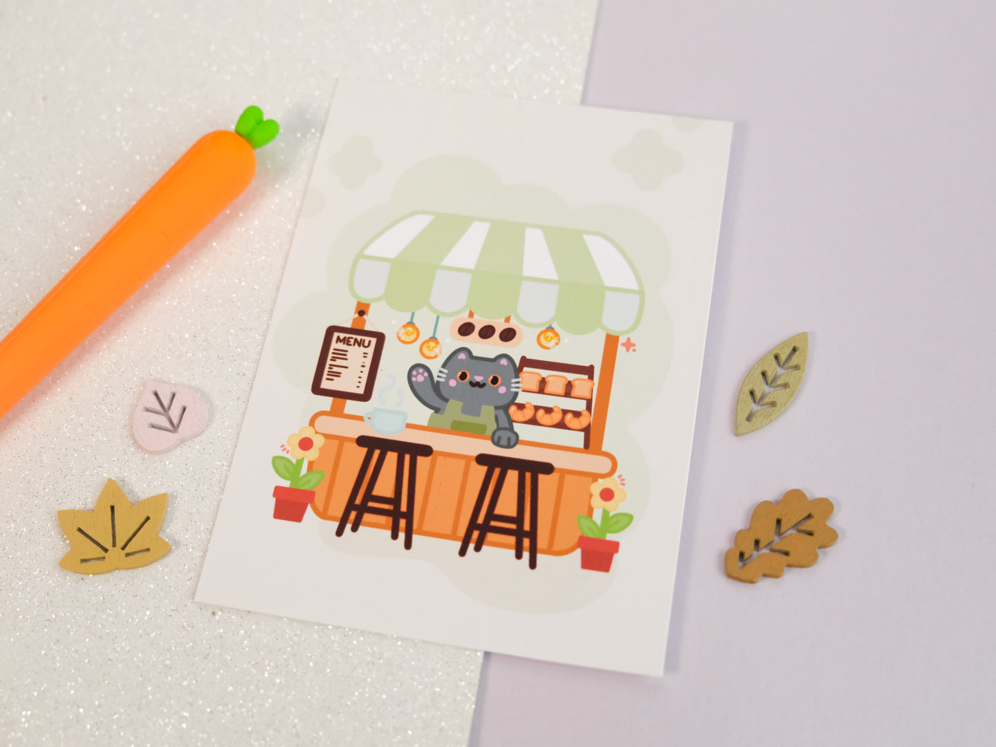 Cute Coffee Shop Illustration Art Print