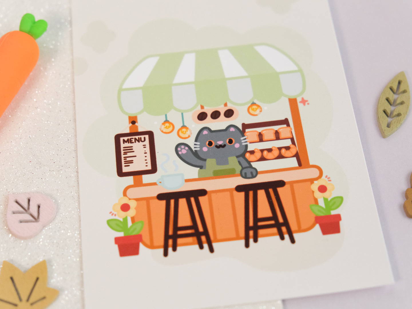 Cute Coffee Shop Illustration Art Print