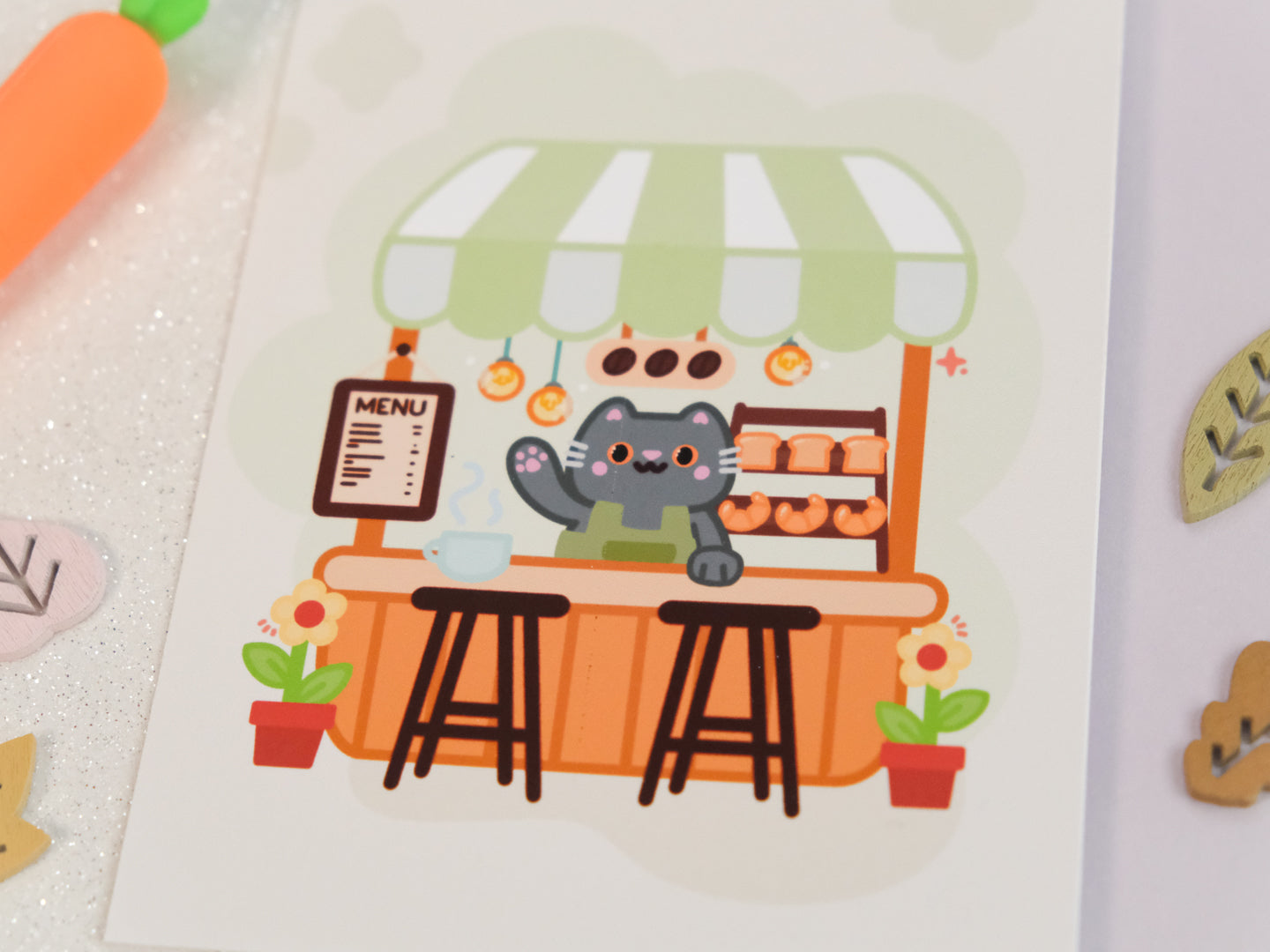 Cute Coffee Shop Illustration Art Print