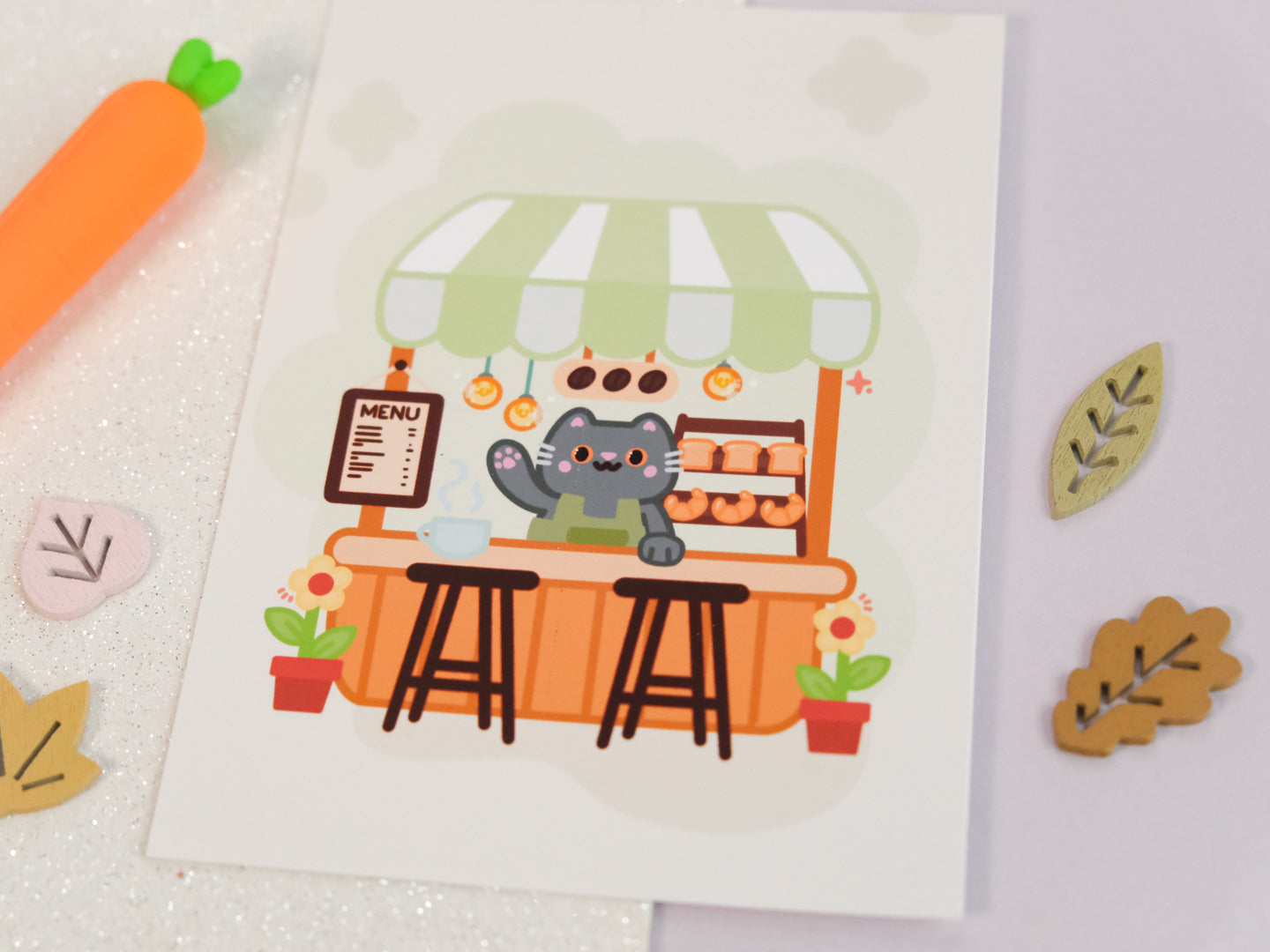 Cute Coffee Shop Illustration Art Print