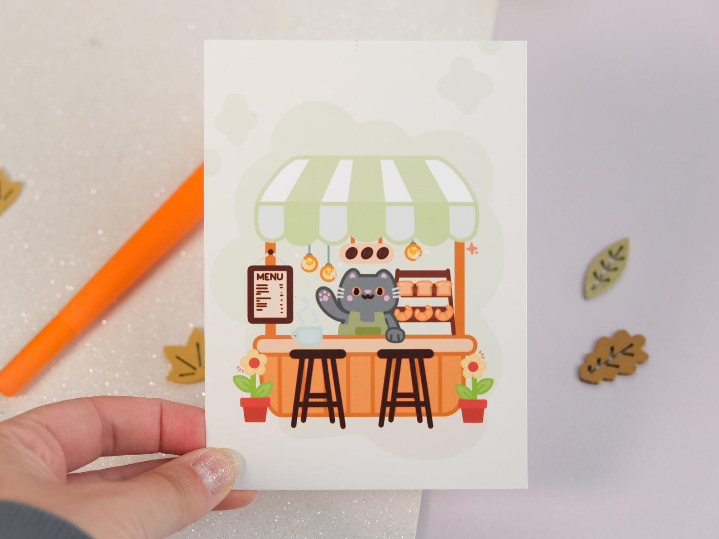 Cute Coffee Shop Illustration Art Print