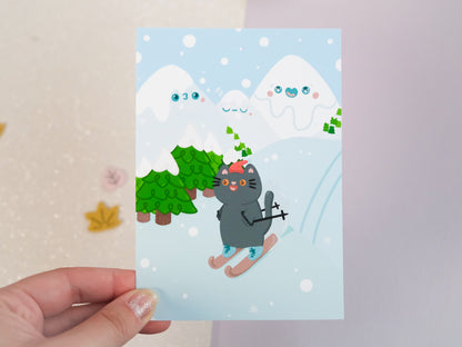 Winter Wonderland Cat Illustration Art Print