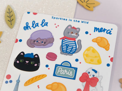 Feuille d'autocollants Chat Parisien