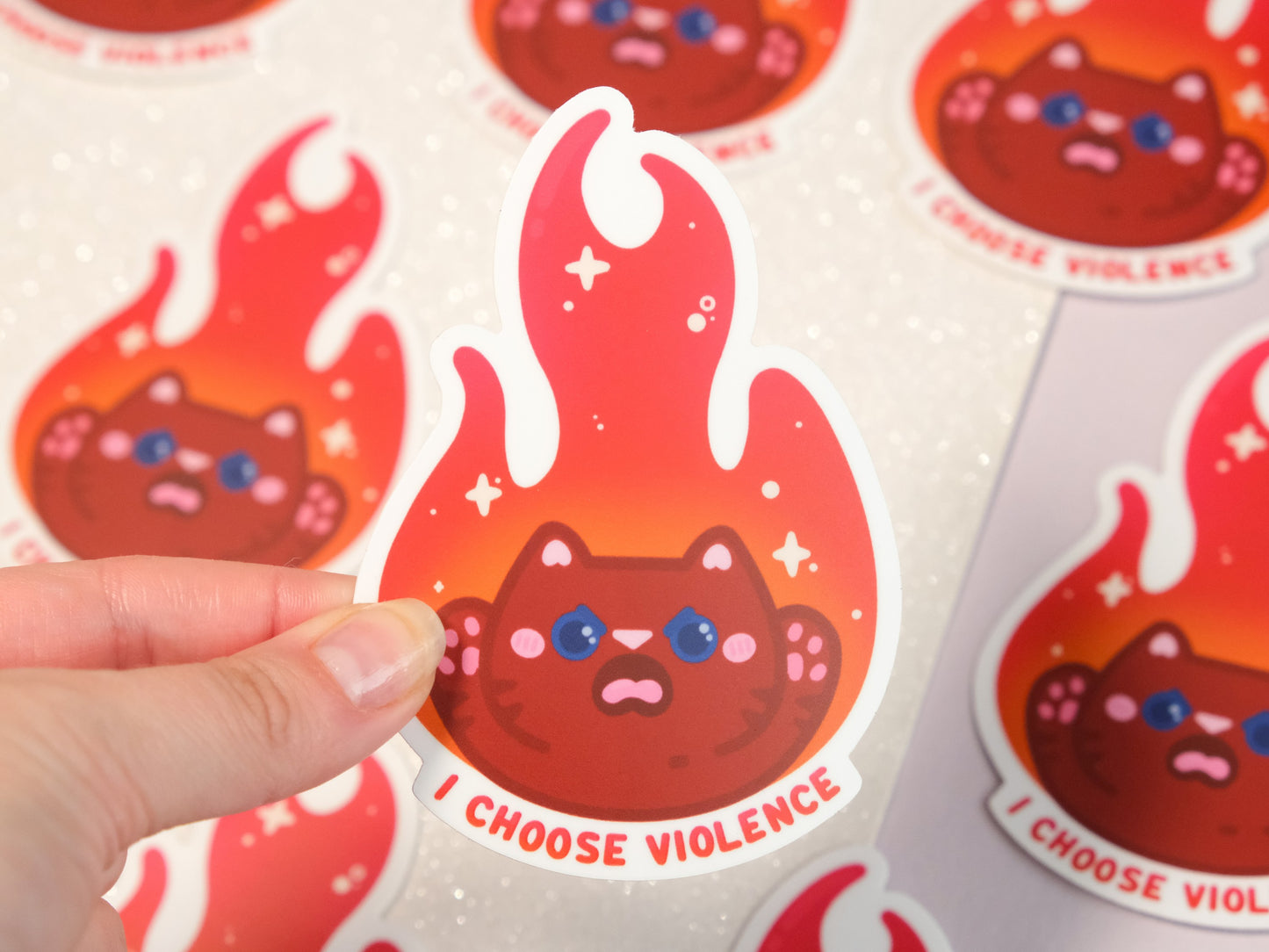 Autocollant « I Choose Violence » Chat en Colère !