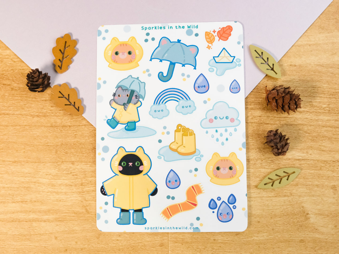 Enjoy the Rain Cat Sticker Sheet