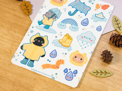 Enjoy the Rain Cat Sticker Sheet