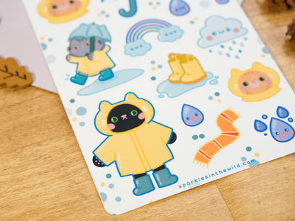 Enjoy the Rain Cat Sticker Sheet