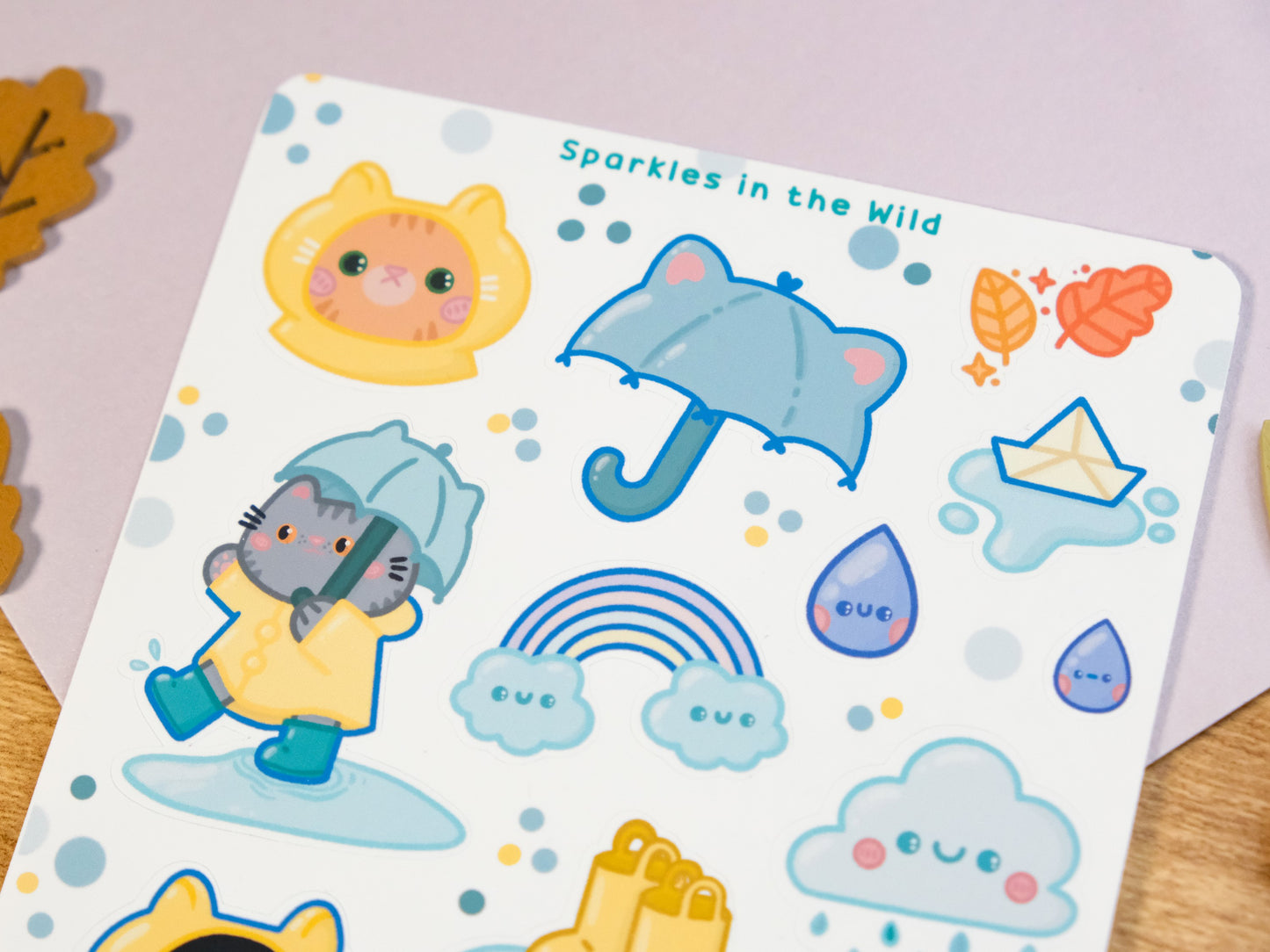 Enjoy the Rain Cat Sticker Sheet