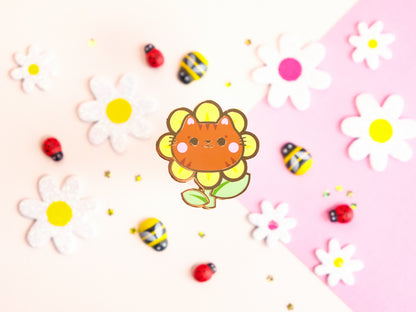 Cute Daisy Orange Cat Head Pins