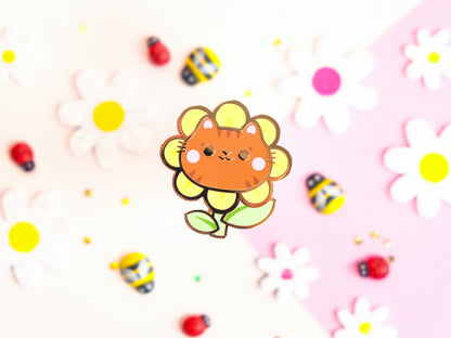 Cute Daisy Orange Cat Head Pins