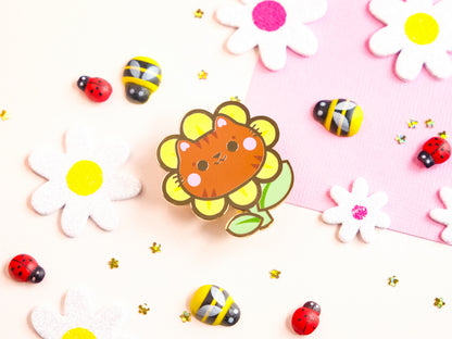 Cute Daisy Orange Cat Head Pins