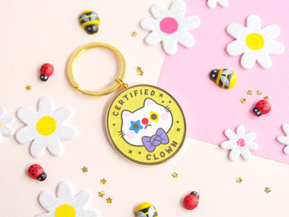 Certified Clown Cat Keychain