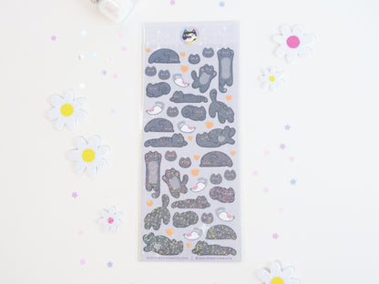 Feuille d'Autocollants Deco Paillettes Chat Mignon