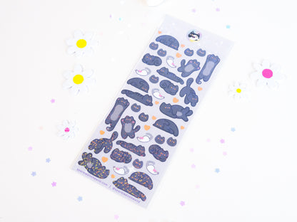 Feuille d'Autocollants Deco Paillettes Chat Mignon