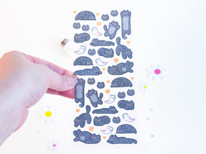 Feuille d'Autocollants Deco Paillettes Chat Mignon