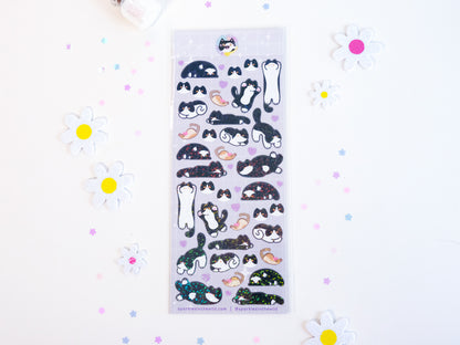 Feuille d'Autocollants Deco Paillettes Chat Mignon
