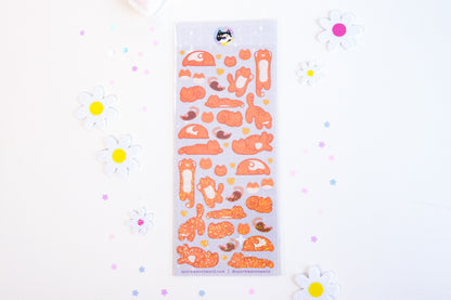 Feuille d'Autocollants Deco Paillettes Chat Mignon