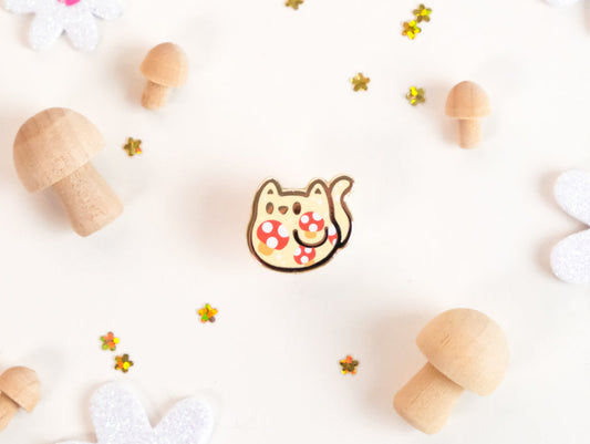 Fungitiny Mushroom Cat Enamel Pin - Tinycats