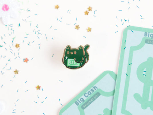 Big Cash Cat Enamel Pin - Tinycats