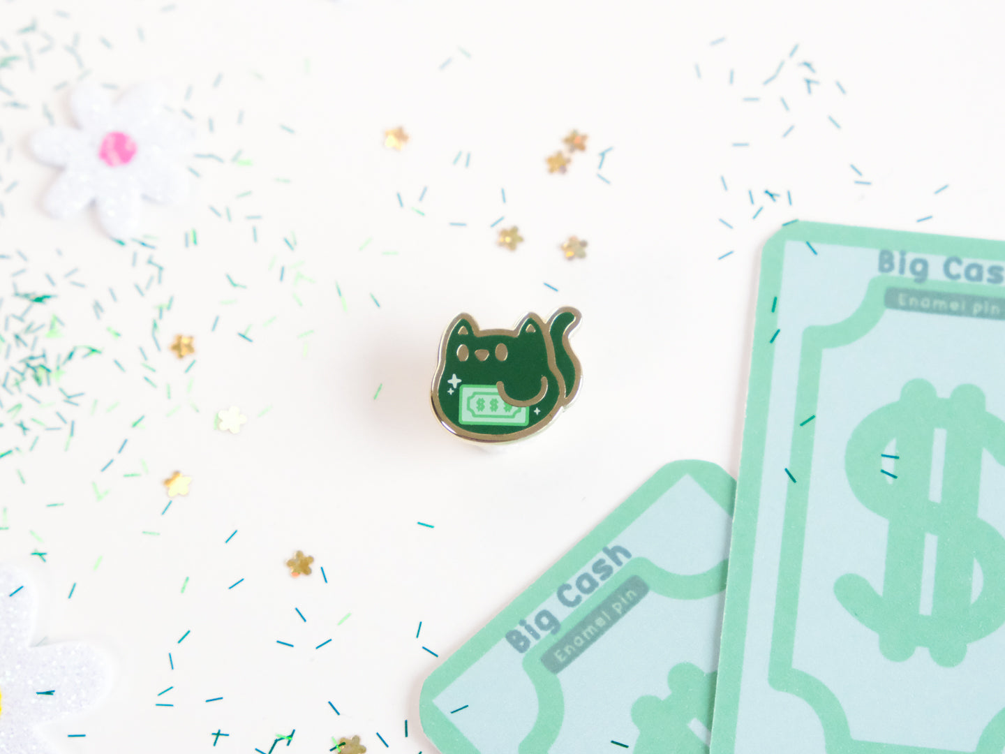 Big Cash Cat Enamel Pin - Tinycats