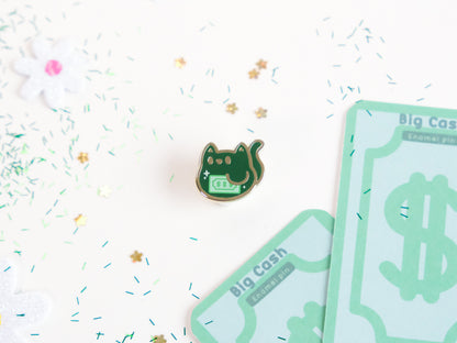 Big Cash Cat Enamel Pin - Tinycats