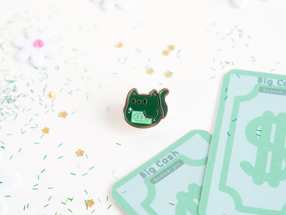 Big Cash Cat Enamel Pin - Tinycats