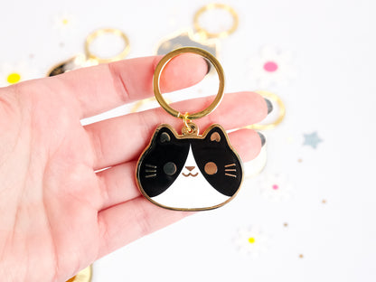 Porte-clés en émail Tête de Chat Rond et Mignon
