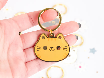 Porte-clés en émail Tête de Chat Rond et Mignon