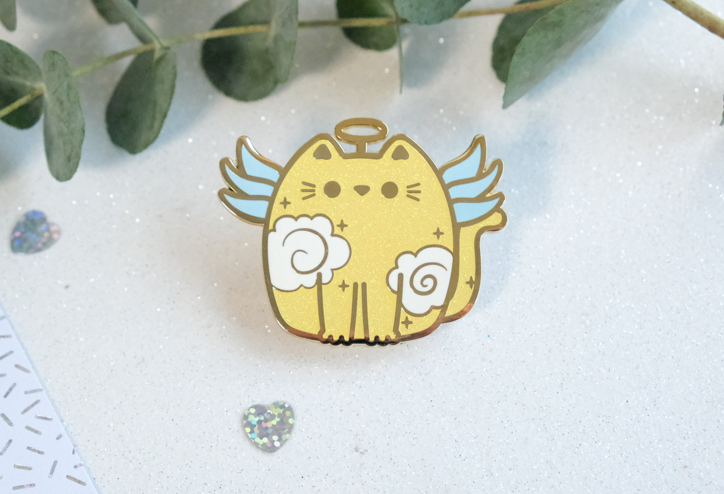 Angelicat Angel Cat Pins with Glitters - Whiskered Wonders Collection