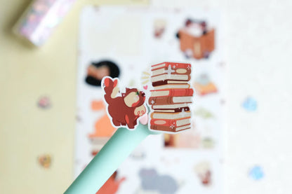 Cozy Book Club with Cute Cats Sticker Sheet