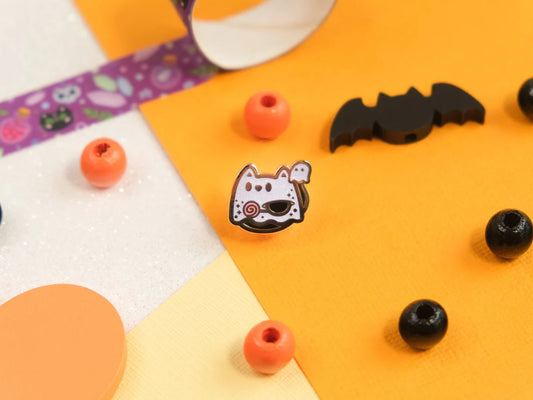 Mini Cute Cat Halloween Ghost with Glitter Enamel Pin (LIMITED EDITION)