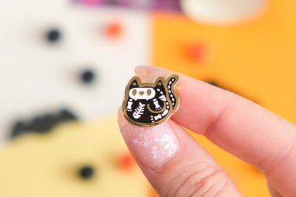 Mini Cute Cat Halloween Skeleton Enamel Pin (LIMITED EDITION)
