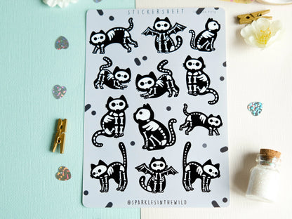 Skeleton Cat Sticker Sheet