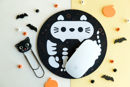 Skeleton Halloween Cat Mousepad