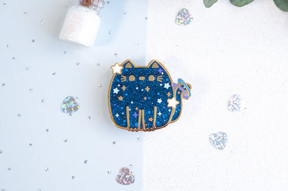 Stardust Galaxy Cat Pins with Glitters - Whiskered Wonders Collection