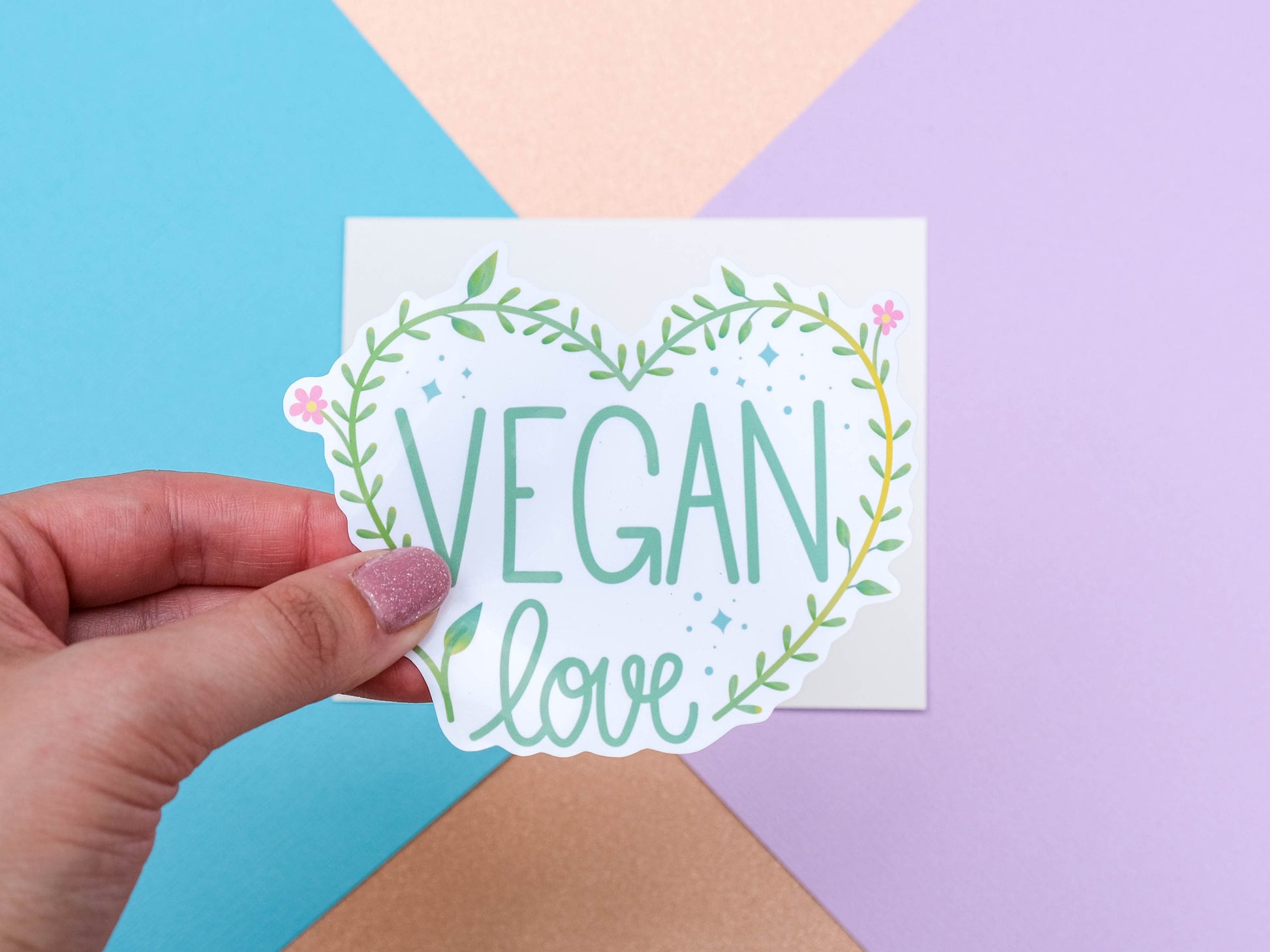 Vegan Love Sticker - Love Cute Sticker - White Waterproof Sticker - Bottle and Laptop Sticker - Plantlover Sticker