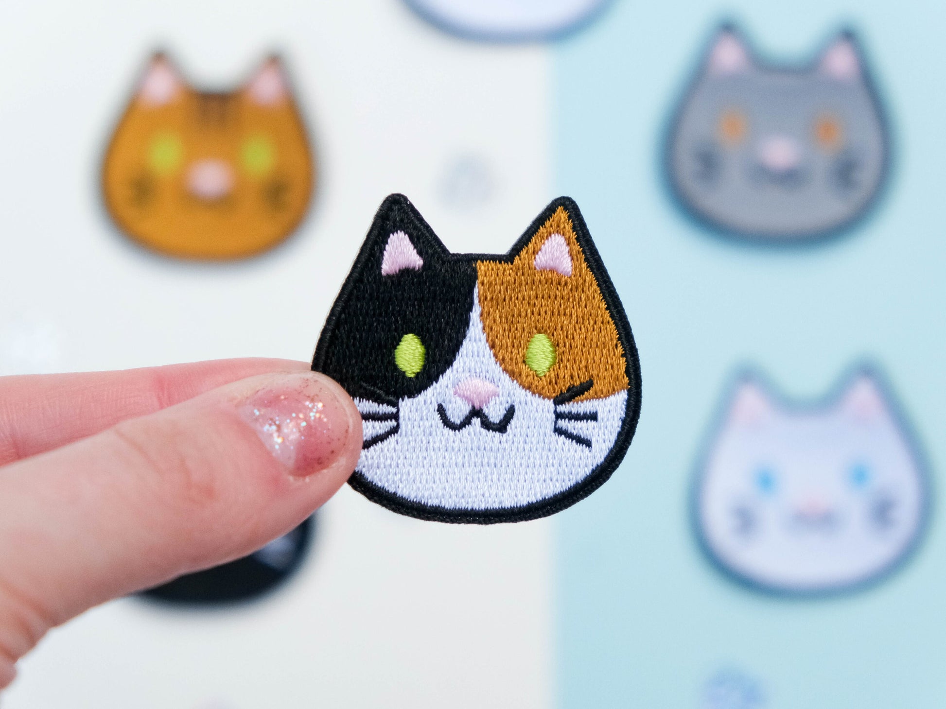 Embroided & Iron on Cat Patch (tuxedo, calico, tiger, grey, black, white)