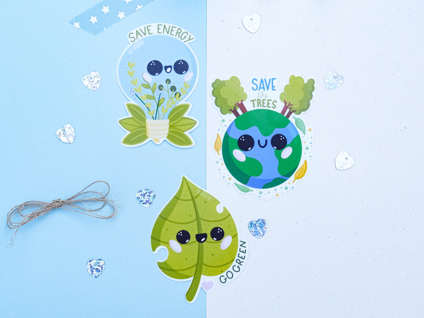 Sticker Cute Little Leaf "Go Green" - Plant Sticker - Cute Plant Sticker for Laptop - Go Green Sticker - Environment Sticker