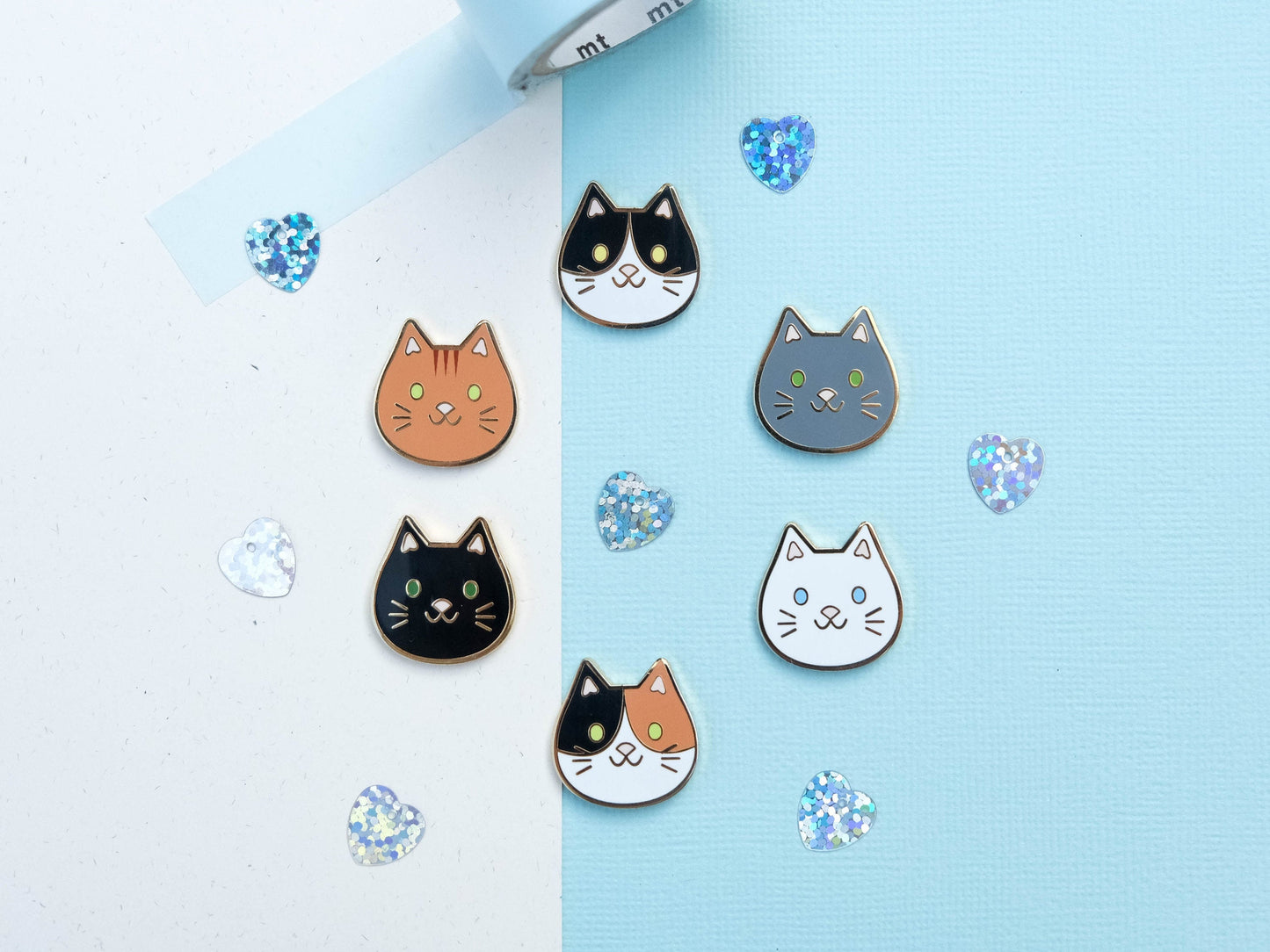 Cute Little Cat Hard Enamel Pin // Tuxedo Cat - Ginger Cat - Grey Cat - White Cat - Black Cat - Calico Cat - The perfect gift for cat lover 