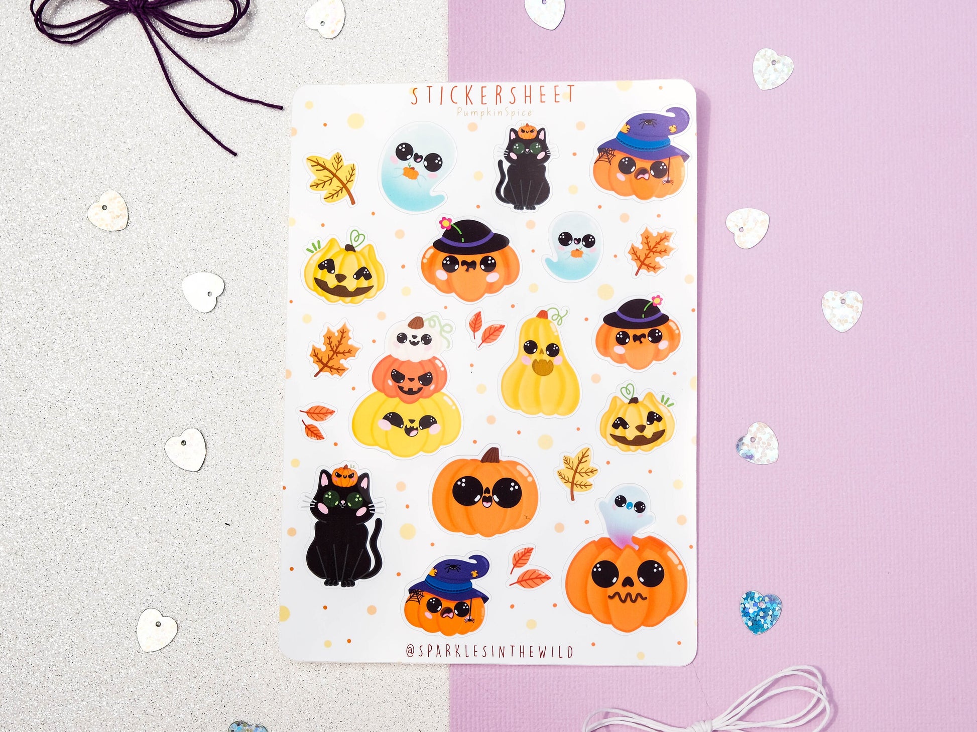 Sticker sheet Kawaii Pumpkin Spice - Sticker Sheet Cute Pumpkin - Planner Stickers - Scrapbook Stickers - Set of Sticker for Bullet Journal