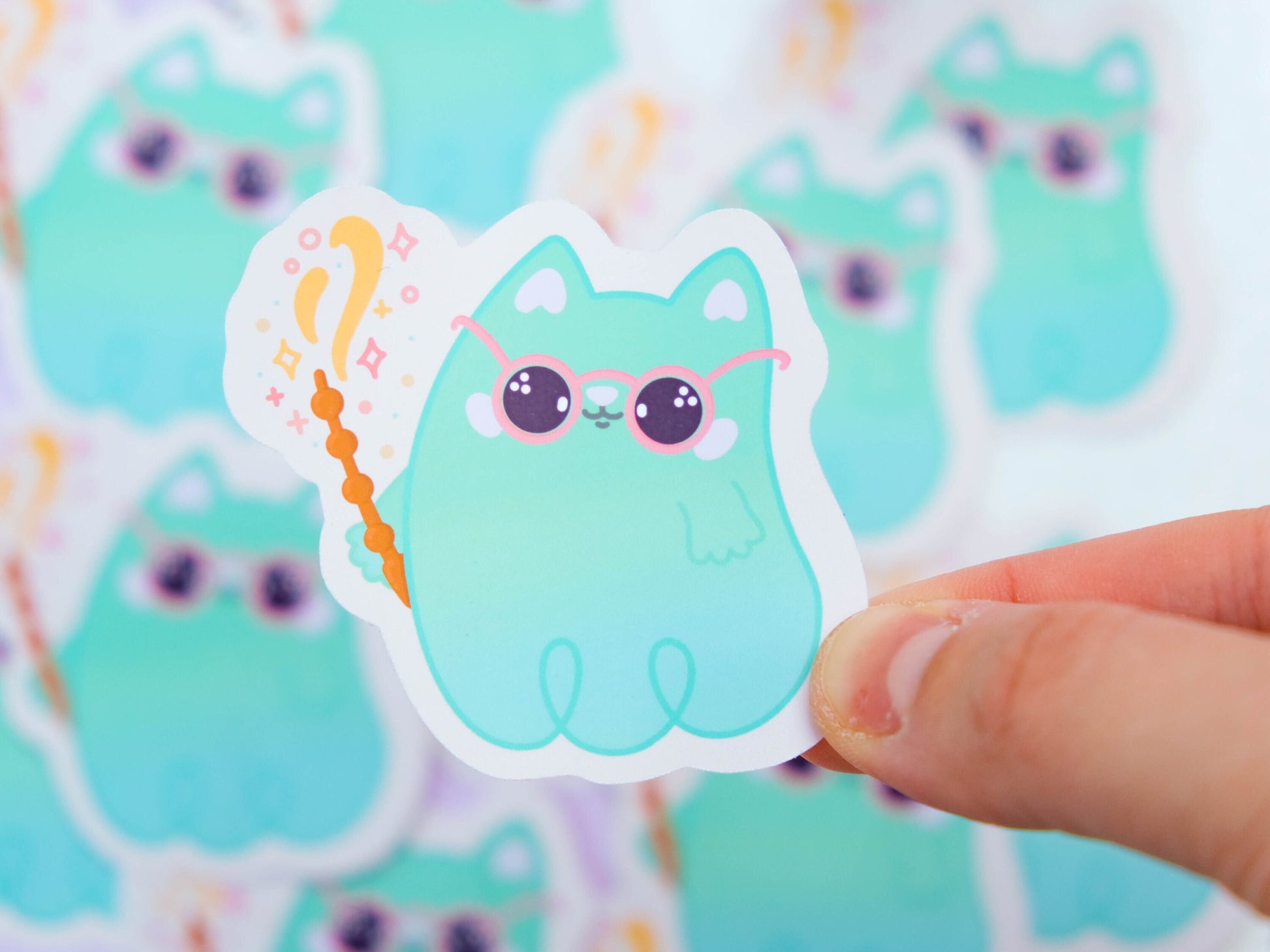 Cute Kitty Witch Sticker - Cute Halloween sticker - Bullet Journal stickers -  Sticker Cat Ghost