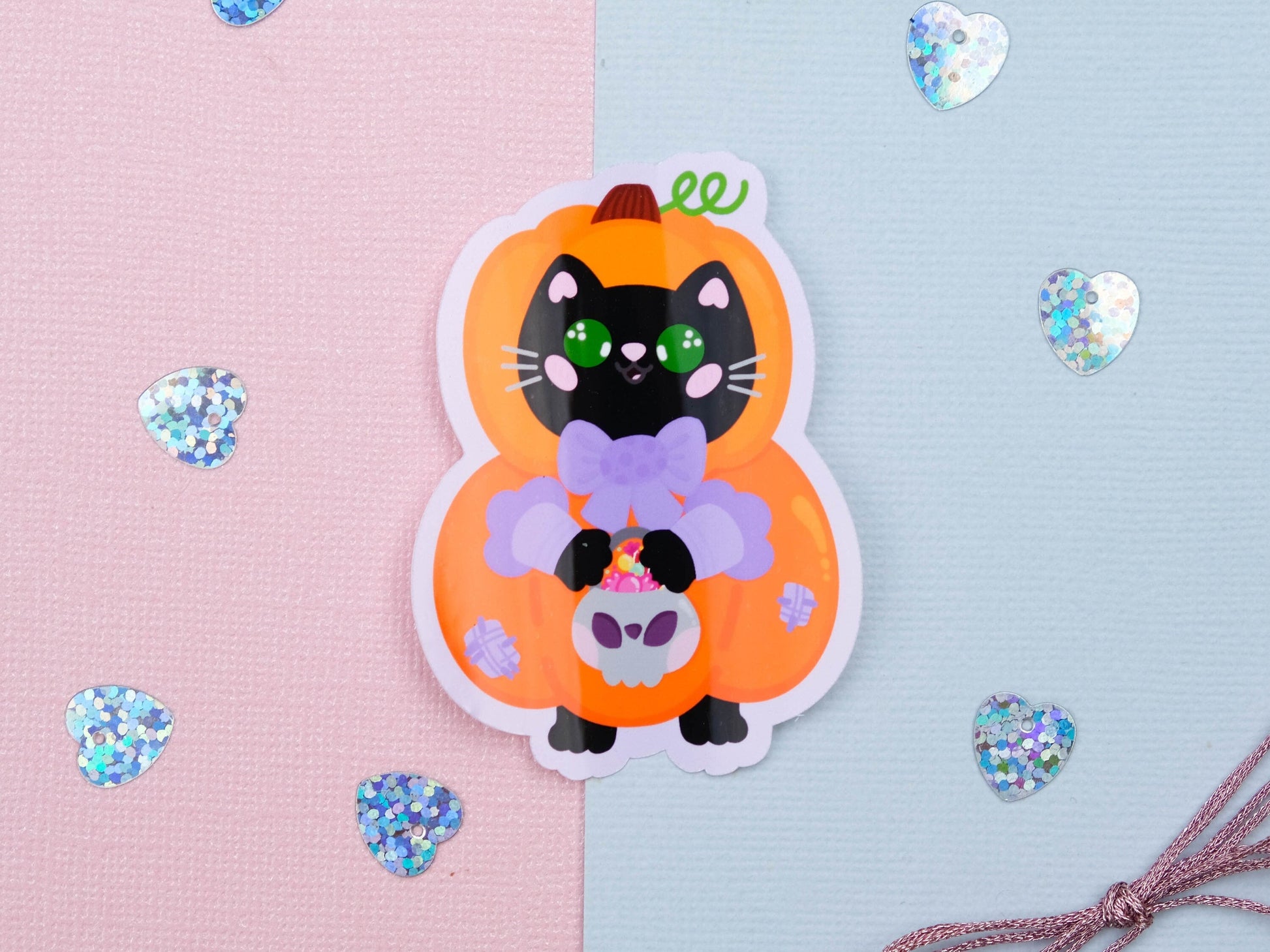 Cute Kitty dress up as a Pumpkin Sticker - Cute Halloween sticker - Bullet Journal stickers - Pumpkin Cat Sticker