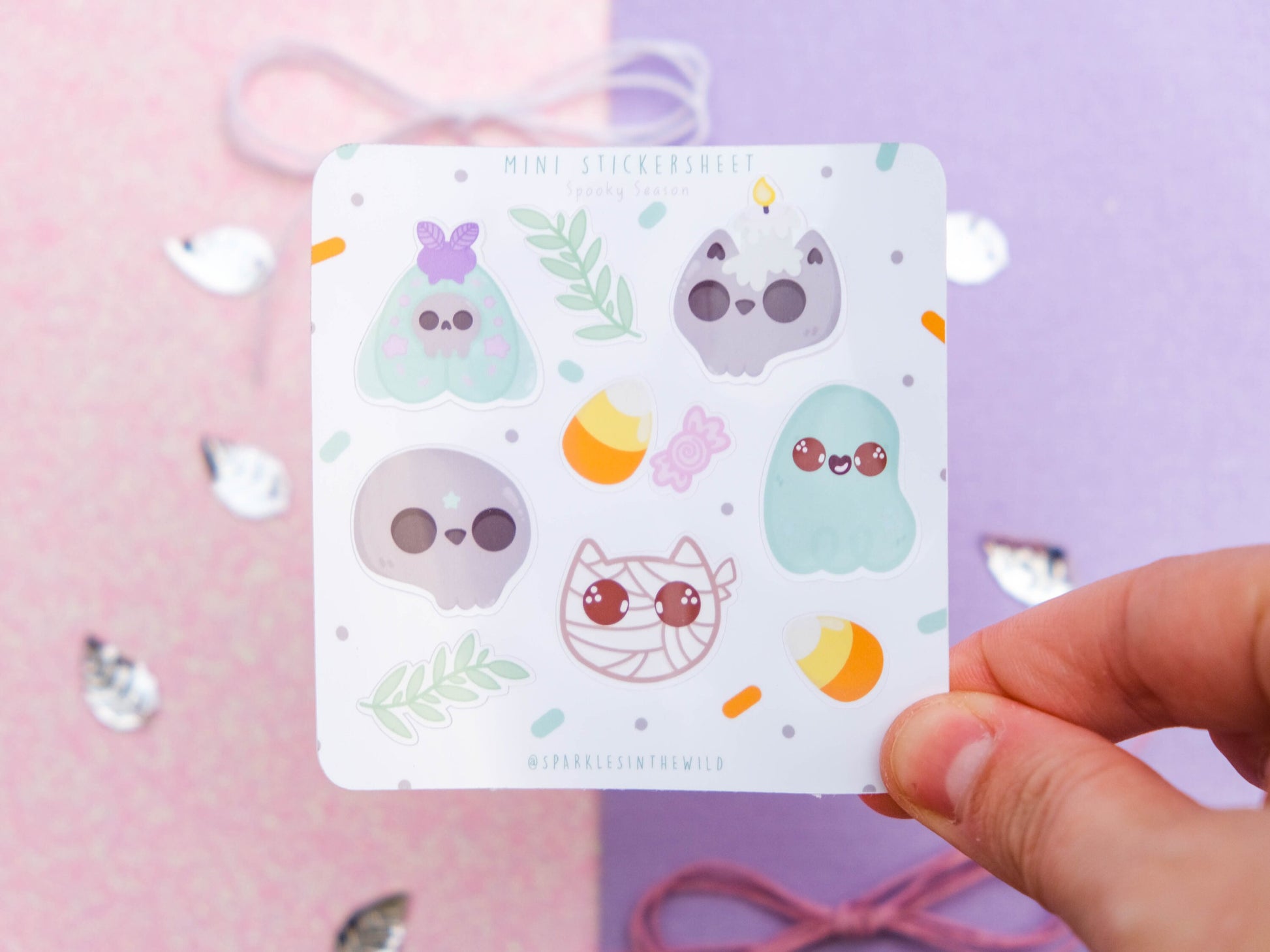 Mini Sticker sheet Kawaii Spooky Season - Sticker Sheet Cute Skull - Planner Stickers - Set of Sticker for Bullet Journal