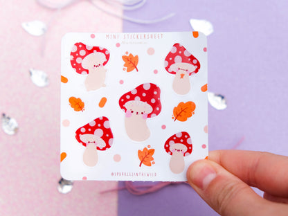 Mini Sticker sheet Kawaii Mushrooms - Sticker Sheet Cute Mushrooms - Planner Stickers - Mini Set of Sticker for Bullet Journal