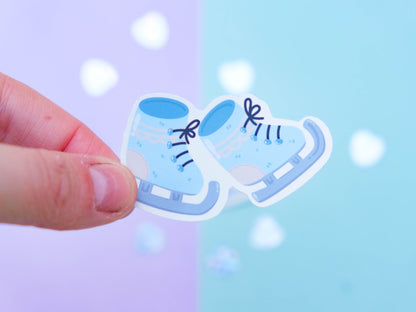 Sticker water resistant blue ice skate for Winter with cute decorations perfect to decorate every surface