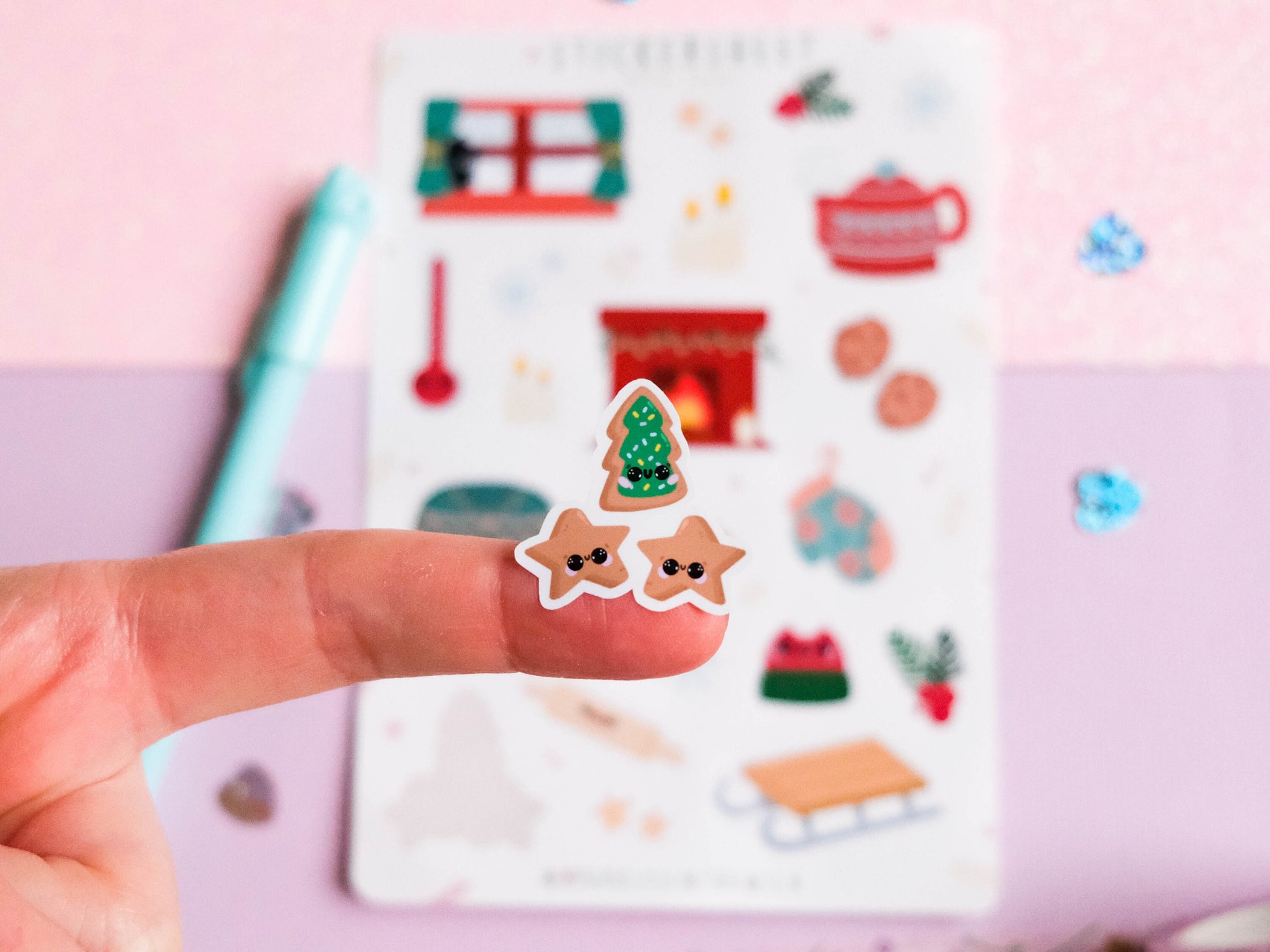 Sticker sheet water resistant Cozy Winter with cookies for Winter to decorate bullet journal and planner