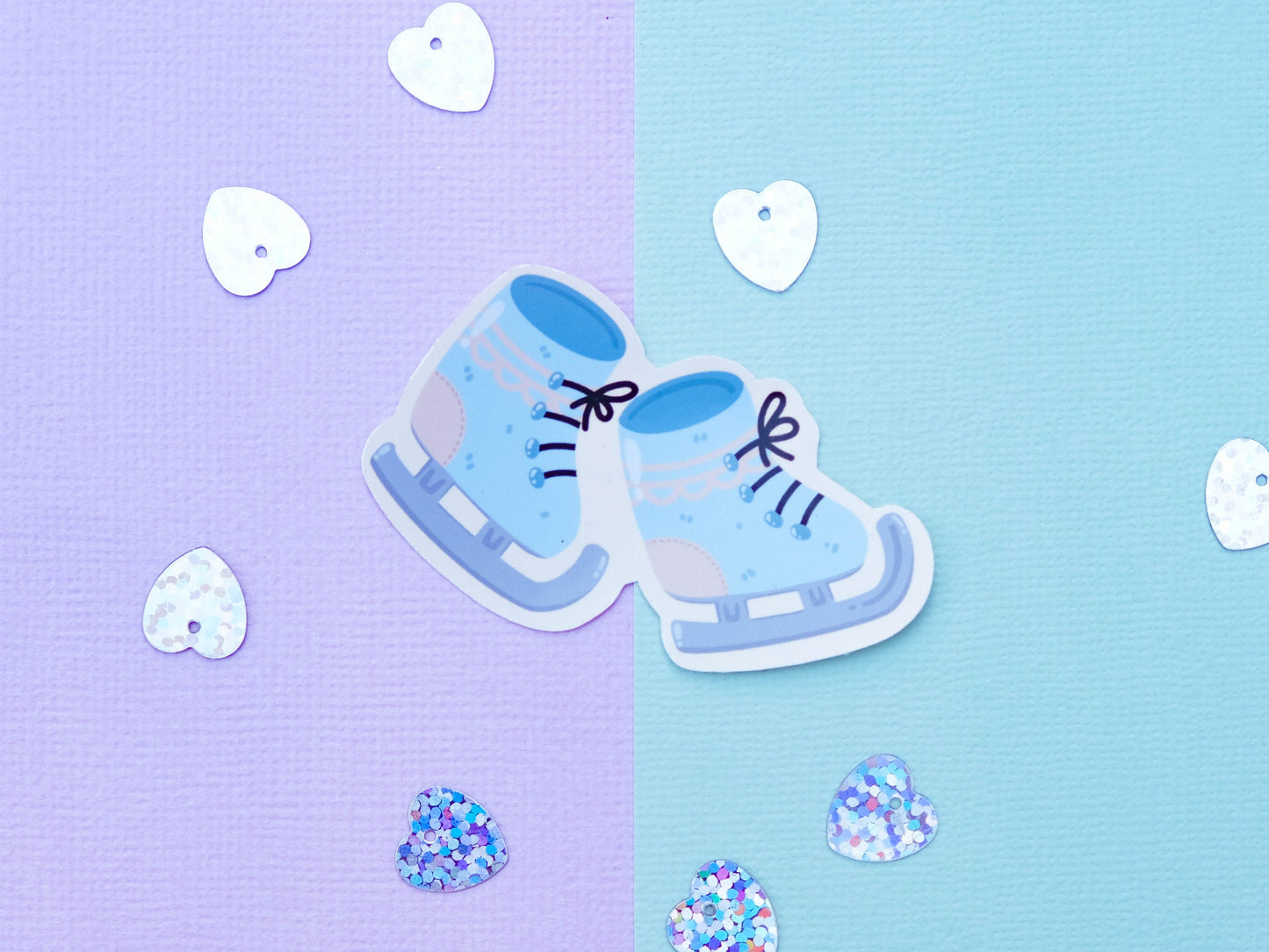 Sticker water resistant blue ice skate for Winter with cute decorations perfect to decorate every surface