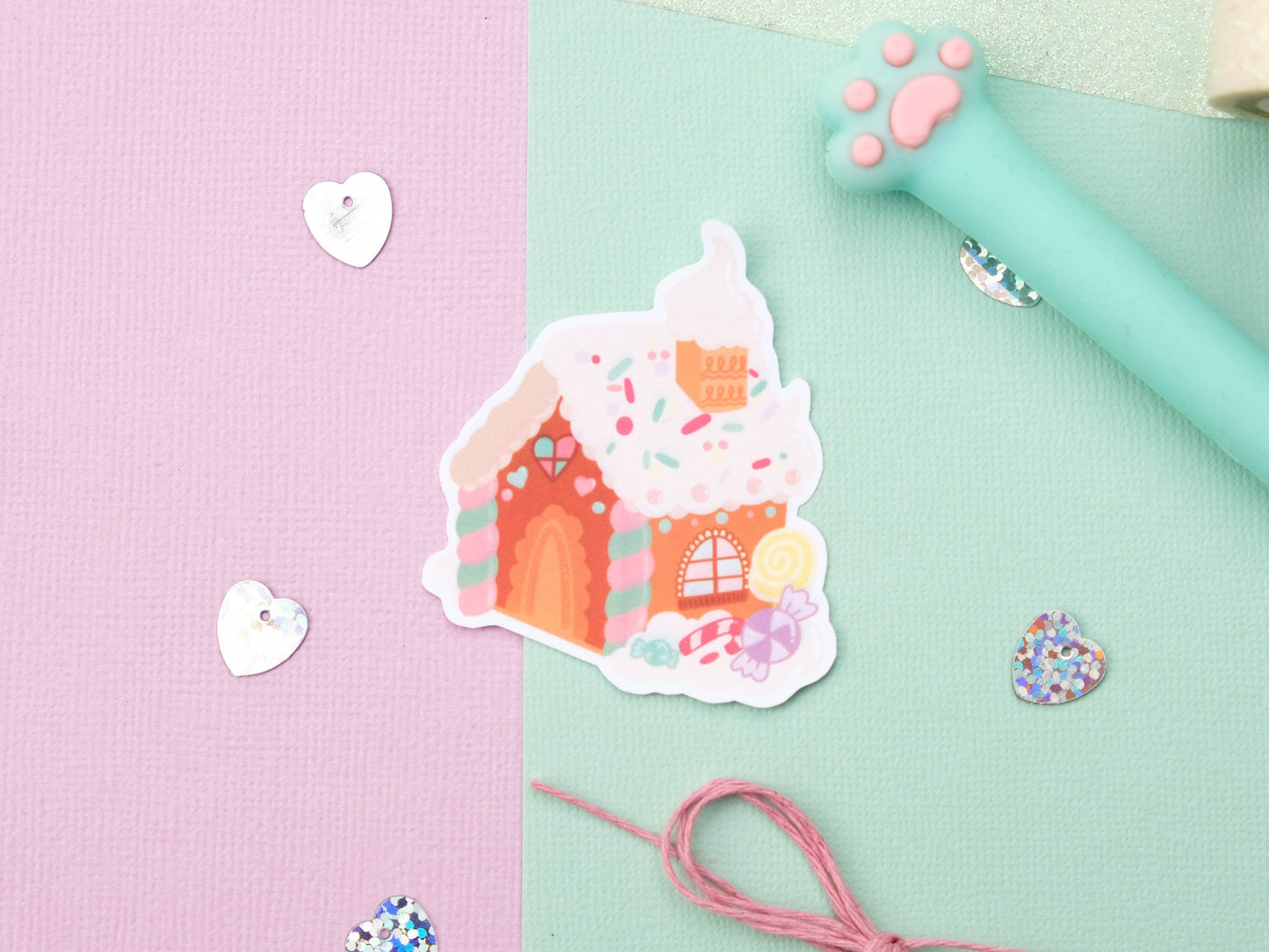 Cute Sticker water resistant Gingerbread House for Christmas perfect to decorate every surface