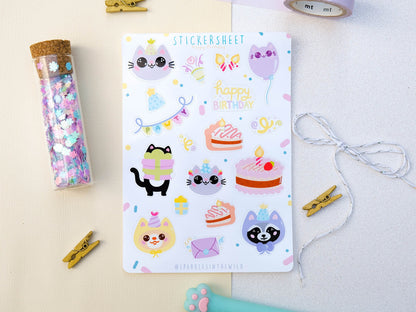 Sticker sheet water resistant Happy Birthday and celebration perfect for Bullet Journal and planner