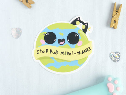 Sticker Water resistant Stop Pub - Plant Sticker - Cute Plant Sticker for Laptop - Save the Trees Sticker - Mail box sticker